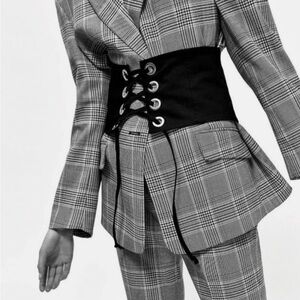 Zara Black Corset Belt with Silver Eyelets